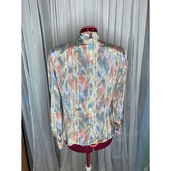 Adolfo Esprit suit mock neck blouse vintage 1980s pink - Picture 10 of 16